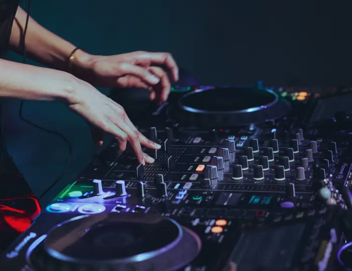 Audio console during a live show
