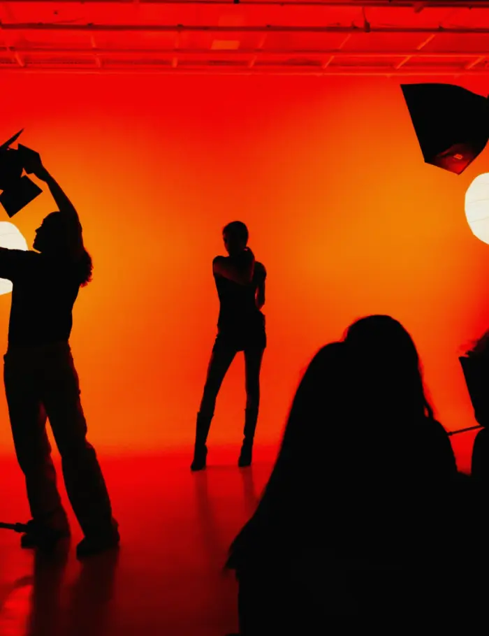 Studio and live production work, seen from the gallery and the floor